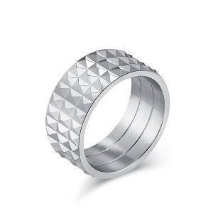 Stainless Steel Exaggerated 10mm Rhombus Male Rings Silver Gold Plated Black Ring Mens Jewelry.AutoMaxion