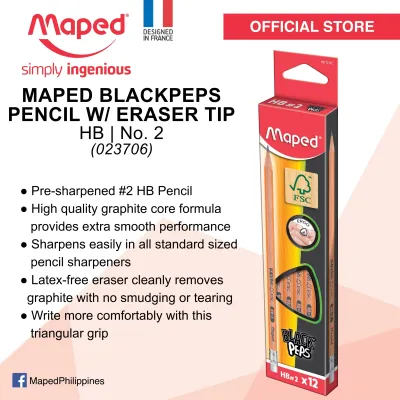 MAPED BlackPeps Pencil w/ Eraser Tip | 12s | HB | No. 2 | 851721FC