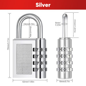 Mitsushi 4 Digital Padlock Steel Combination Lock Password Padlock for Door Toolbox Gym Storage