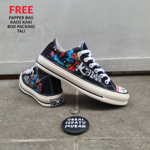OBRAL SEPATU SNEAKERS CV 70S LOW KAWWSE COMPANION HITAM KARAKTER SOL GLOSSY 37-43 SEPATU MOTIF KARTUN MURAH 100%