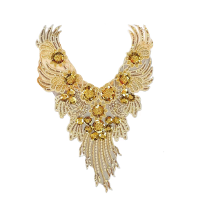 Embroidered Sequined Gold Collar Appliques Front Collar Accessory For Elegances Social Gatherings Clothing Garment Decors