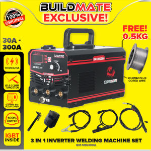 BUILDMATE Brand 3 in 1 Inverter 300Amp MIG / LIFT TIG / MMA Heavy Duty Portable Original Welding Machine SET Overload & Thermal Protection