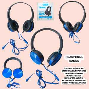 V41 ORI OEM HEADPHONE STEREO KABEL SUPER BASS EXTRA MICROPHONE HEADSET BANDO HANDSFREE AUDIO DJ MUSI