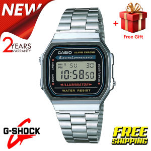 【2YEARS WARRANTY】Casio A168WE-1W luxury Digital Stainless steel Sports Waterproof Watch Men LED Display