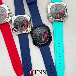 Sanda Wheel Rotating Square Mens Quartz Watch Multi-Strap (Steel/Mesh/Silicone) Sport Business Waterproof Wristwatch