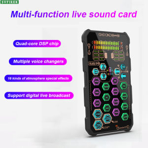 SK9เครื่องแปลงเสียงการ์ดเสียงสดแบบพกพาได้เครื่องผสมเสียงสร้างเอฟเฟกต์เสียงหลากหลายแบบในตัวการ์ดเสียงขนาดเล็กแบบพกพาสำหรับคาราโอเกะ