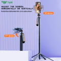 TNW S30 Four Corners Selfie Stick Tripod with Bluetooth Remote 360°Rotation with fill light Compatible IOS/Android/GoPro for Video Vlogging. 