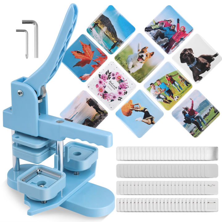 2 In 1 Consumable Square 50mm Badge Press Machine For Creating Fridge ...