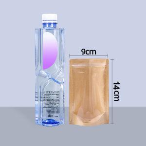 100pcs Half Kraft Paper Half Clear Stand Up Pouch with Full Windows Packaging Ziplock Resealable