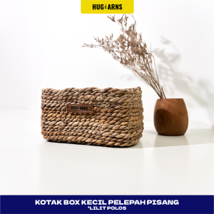 HUGeARNS - Kotak Box Kecil Pelepah Pisang Lilit Polos Anyaman Box / Box Storage Multifungsi Anyaman Pelepah Pisang Tempat Penyimpanan / Home Decor Ramah Lingkungan / Keranjang Anyaman Pelepah Pisang Storage Box Anyaman / Penyimpanan Anyaman Serbaguna Box