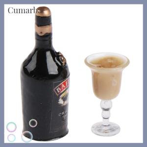 [Cumarba] 1/12 dollhouse Miniature Wine bottle set พร้อมถ้วยจำลองเครื่องดื่มของเล่นรุ่น