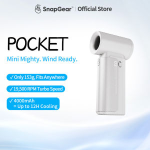 SnapGear Mini Fan POCKET Portable Handheld Fan 4000mAh Battery - Mini Size Max Power 12H Turbo Cooling only 153g Bladeless outdoor Fan