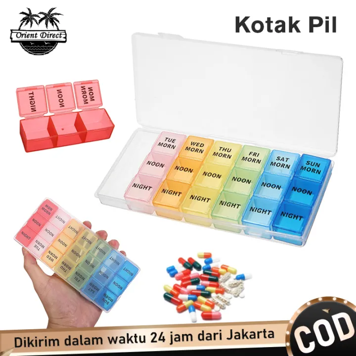 Kotak Obat 7 Hari Tempat Obat Harian 7 Days Pill Medicine Box Weekly Tablet Holder Storage Organizer Container Case Pill Box Splitters 3 Colors