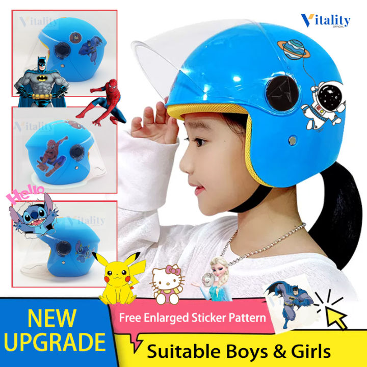 Motorcycle Half Face Helmet for Kids Boys 2 10 Years Old with Sticker Foam Lazada PH