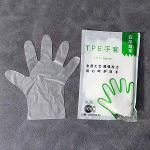 100PCS TPE disposable gloves latex transparent thick durable for catering baking soft absorbent
