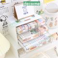 Tủ decor bàn học DecorMe kệ đựng bút trong suốt có thể xếp chồng lên nhau thành tủ mini trang trí bàn học. 