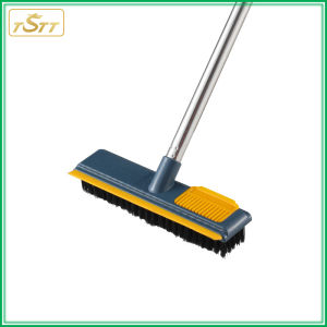 TSTT Long Handle Bathtub Clean Floor Scrub Brush 2 In 1 Removable Wiper Magic Broom Brush Squeegee Home Kitchen Tile Cleaning Brush