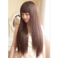 Wig Full Lace Sintesis Rambut Panjang Lurus Wanita Natural. 