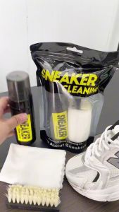 3in1 Shoe Cleaner Premium Foam Sneakers Dry Cleaning Kit With Sneaker Brush Towel Set Shoe Wipes