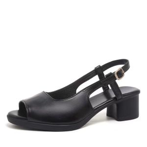 Free Shipping Simple Chunky-Heeled Sandals Fashionable And Slimming For Summer With A One-Strap Design Perfect For Women