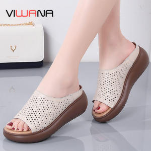 COD VIWANA 2025 New Womens High Heels Sandal Thick Bottom Casual Shoes Ladies Leisure Summer Wedges Platform Outdoor Slippers For Women HXK