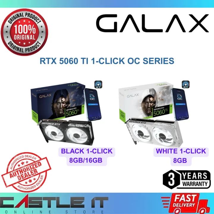GALAX NVIDIA GeForce RTX 5060 Ti 1-Click OC Black White 8GB 16GB GDDR7 Gaming Graphic Card GPU