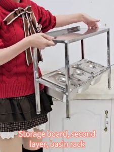 Stainless Steel Slanted Storage Rack 1/6 Kitchen Containers Food Jam Box Tea Shop Special Seasoning Box Pot Rack Kitchen Organizer