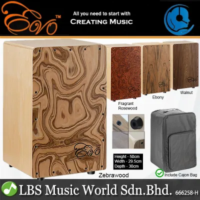 Evo Cajon Wooden Percussion Box Drum with Internal String and Bag