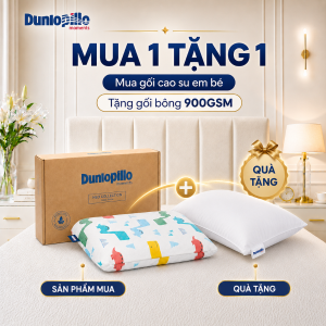 Gối Cao Su Cho Bé Cao Su Chống Bẹp Đầu Cho Bé DUNLOPILLO Kháng Khuẩn Thông Thoáng 30x25x5CM