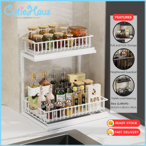 CUTIEHAUS Cabinet Under Sink Rack Multifunctional Kitchen Rack Pull Out Double Layer Spice Storage Rack Rak Dapur Tarik - Fulfilled by Cutiehaus