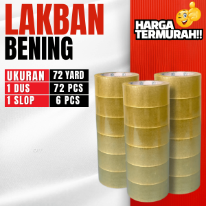 Lakban Bening 72 Yard Selotip Clear Termurah 65 Meter Premium Isi 6pc