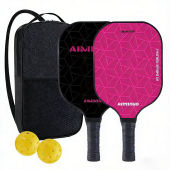Pickleball Paddles Set of 2 - Pickleball Set Pickle Ball Raquette Lightweight Polymer Non-Slip Grip w/ 4 Outdoor Balls & Bag