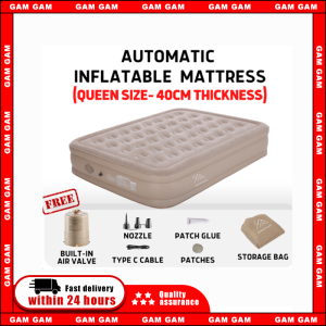GAMGAM  Automatic Inflatable Mattress Bed | with Built-in Air Pump | 40cm thickness | Fast Inflation and deflation | Queen size | Camping | Outdoor | Indoor