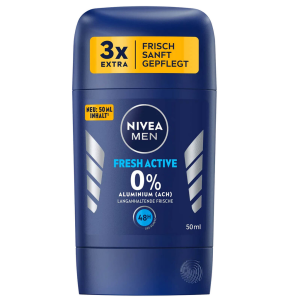 Sáp khử mùi nam Nivea Men FRESH ACTIVE 0% 48h - Mát lạnh (50ml) - Đức