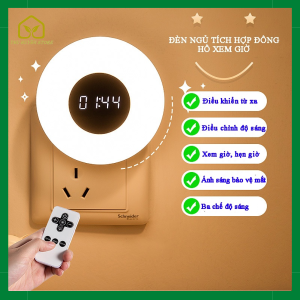 [Đèn Ngủ Thông Minh Cho Bé] Đèn Ngủ Điều Chỉnh Độ Sáng Có Đồng Hồ One Fire Điều Khiển Từ Xa Bằng Remote
