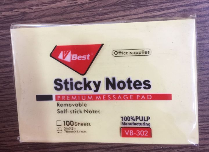 GIẤY GHI CHÚ, NOTE VÀNG 3X2 STICKY NOTE VB-302 (76 X 51mm) - XẤP 100 TỜ ...