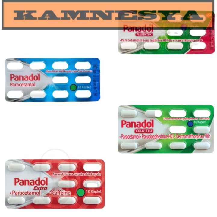 KAMNESYA - Panadol Cold and Flu Extra Merah Hijau Biru 1 Strip 10
