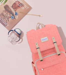 Sunveno Brand Minimalist Style Pink Diaper Bag Backpack Large Capacity Baby Bag Nappy Bag for Baby Care