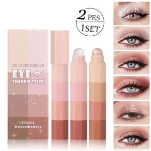 2Pcs Eyeshadow Pencil Matte Fine Glitter Smooth Eyeshadow Stick Pencil Highly Pigmented Eyeshadow Highlighters Stick