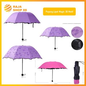Payung Lipat 3D Portable Payung Hujan Lipat Motif Umbrella 3D