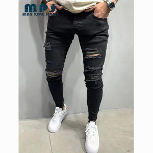 Mens Casual Jeans Pants Blue Pencil Pants Jeans for Men