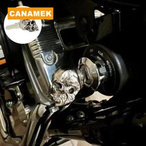 【CANAMEK】 Metal Skull Head Key Accessory Universal Modified Key Cover For Motorcycle For Most Key