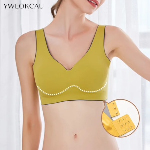 [YWEOKCAU] Seamless Underwear Thai Latex Seamless Underwear Womens No-rim Thin Style Gathered Side Breasts Sports Back