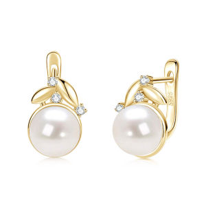 RAPRGOLD Exquisite Natural Freshwater Pearl Moissanite Hoop Earrings For Women Real 925 Sterling Silver Fine Jewelry pendientes