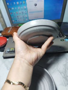 Dĩa tròn gân sâu nhựa melamine nhám xám / đen / nâu đựng đồ chua kim chi DGS06N - Size 13.9 x 3.3 cm