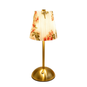 J9YXDU Metal Base Pleated Desk Lamp Fabric Shade Pastoral Style Touch Bedside Lamp Creative Lamp Wireless LED Night Light Living Room