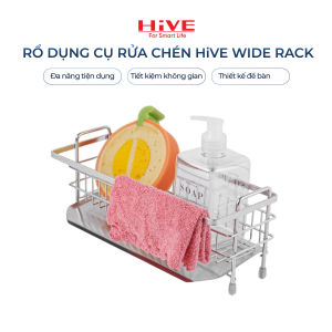 Rổ Đựng dụng cụ Rửa Chén HiVE 304 Wide rack (HOT SALE) Kèm Hộp nhựa + Khay inox