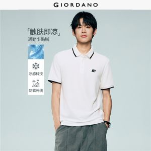 Giordano Beau Monde Men Men Beau Monde Cool Touch UV Protection Embroidered Colorblock Polo Shirt Free Shipping 13016219
