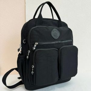 Fashion Multi-pocket Womens Backpack Soft Handle Solid Color Nylon Travel Backpack Lightweight Casual School Backpacks
