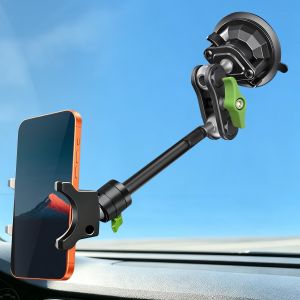 HEMMO Suction Cup Car Phone Mount 12 in Heavy Duty Metal Cell Phone Holder for Windshield 360 ° Rotation Vacuum Magic Arm for iPhone All Smartphone & Cars Truck